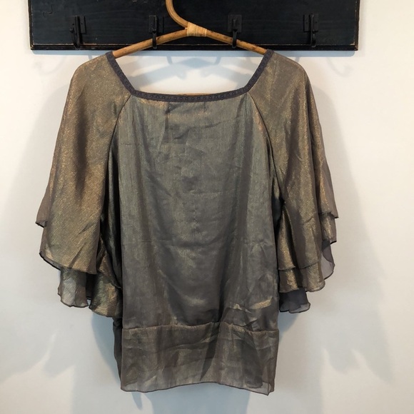 New Rancho Estancia Metallic Flutter Sleeves Renaissance Festival Top Size L - Picture 4 of 5